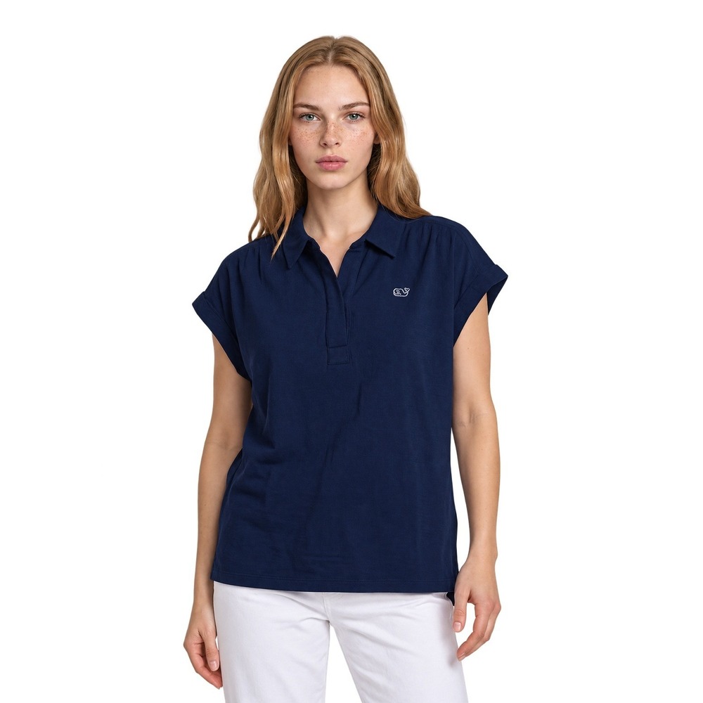 NEW Vineyard Vines Top Women's Size Small Deep Bay Navy Blue Gauze 100% Cotton
